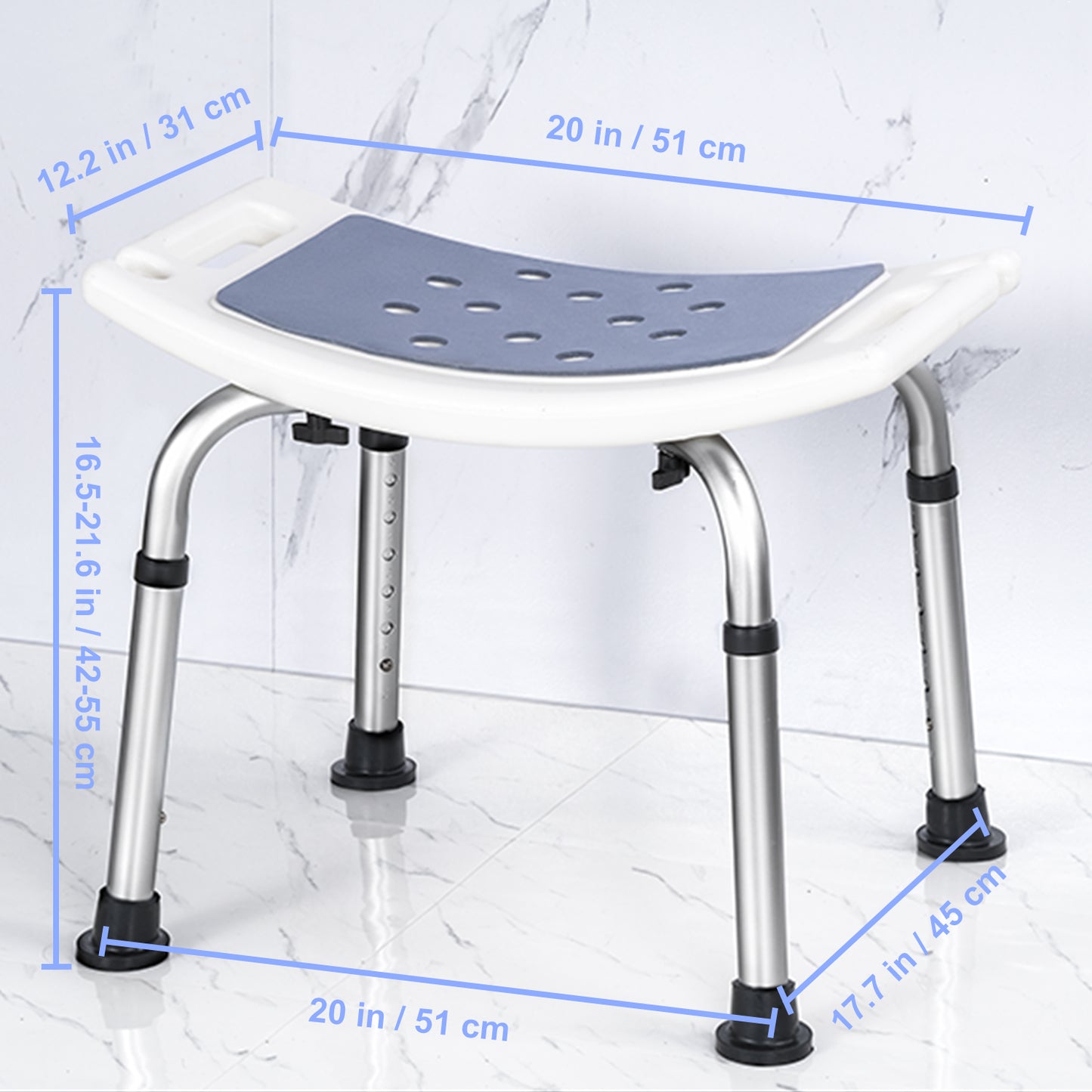 Anti-Slip Shower Chair w/ Curved Seat