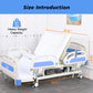 4-Function Remote Control Electric Hospital Bed w/ Full-Length ABS Guardrails, S/S IV Pole, Wash Basin, Bedpan, and Removable Table