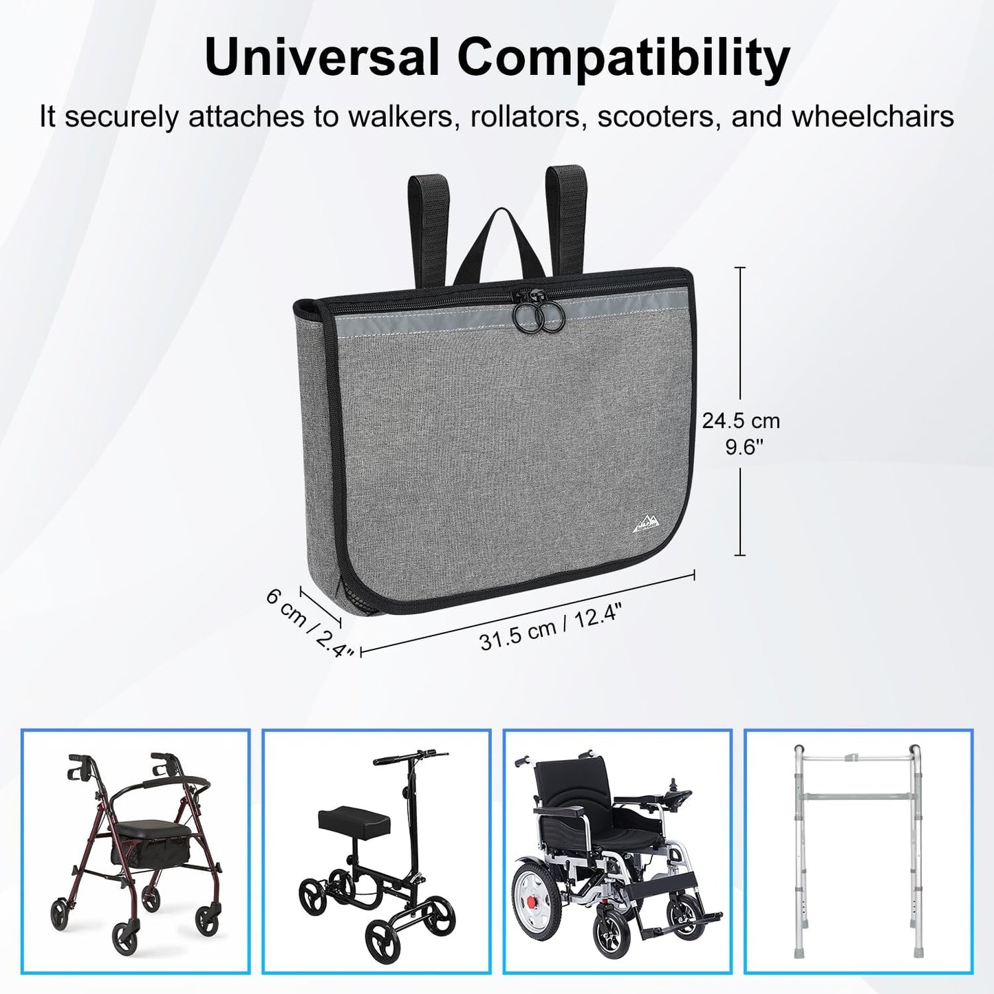 Wheelchair Side Bag for Rollator and Walkers