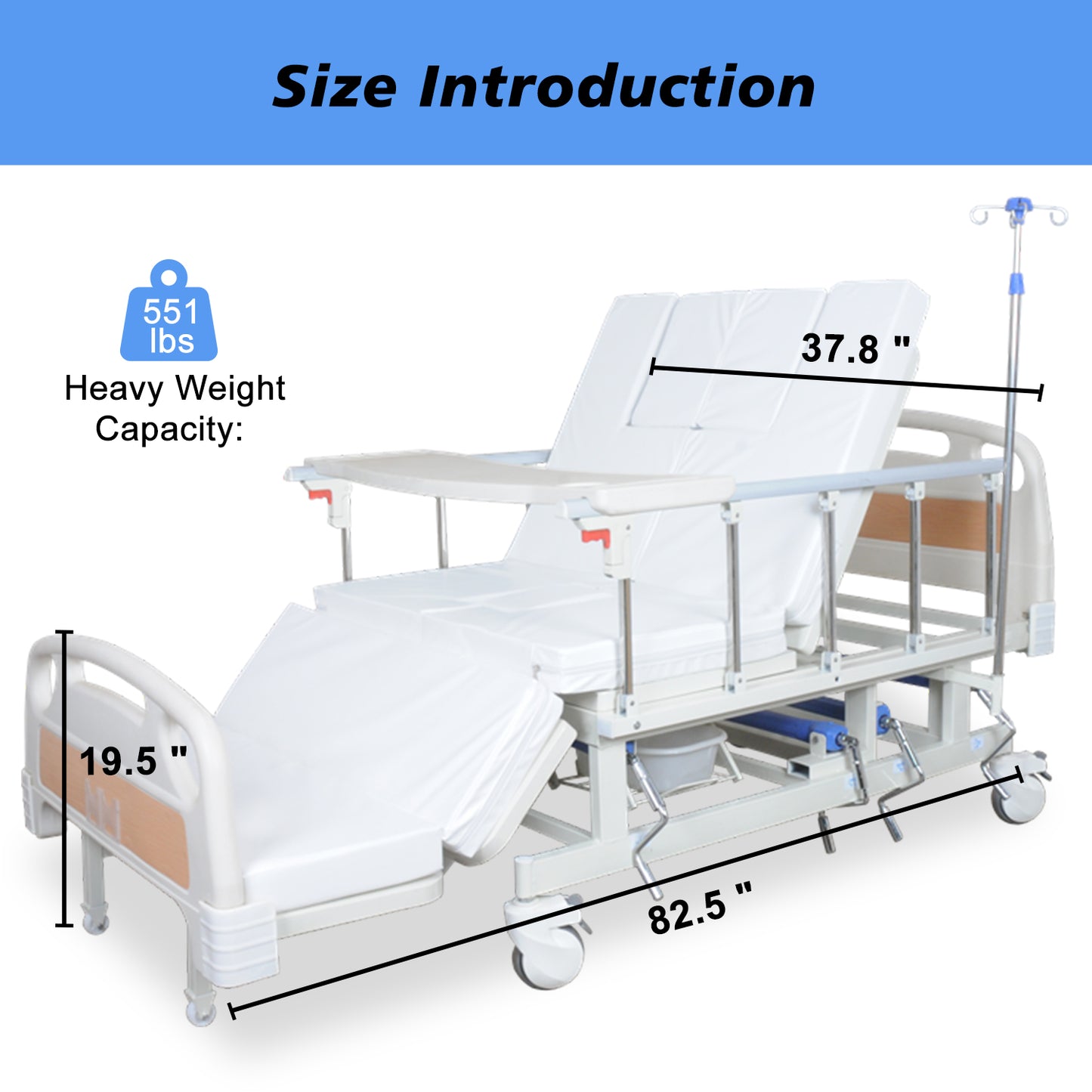 4-Function Manual Hospital Bed (Mattress Included)