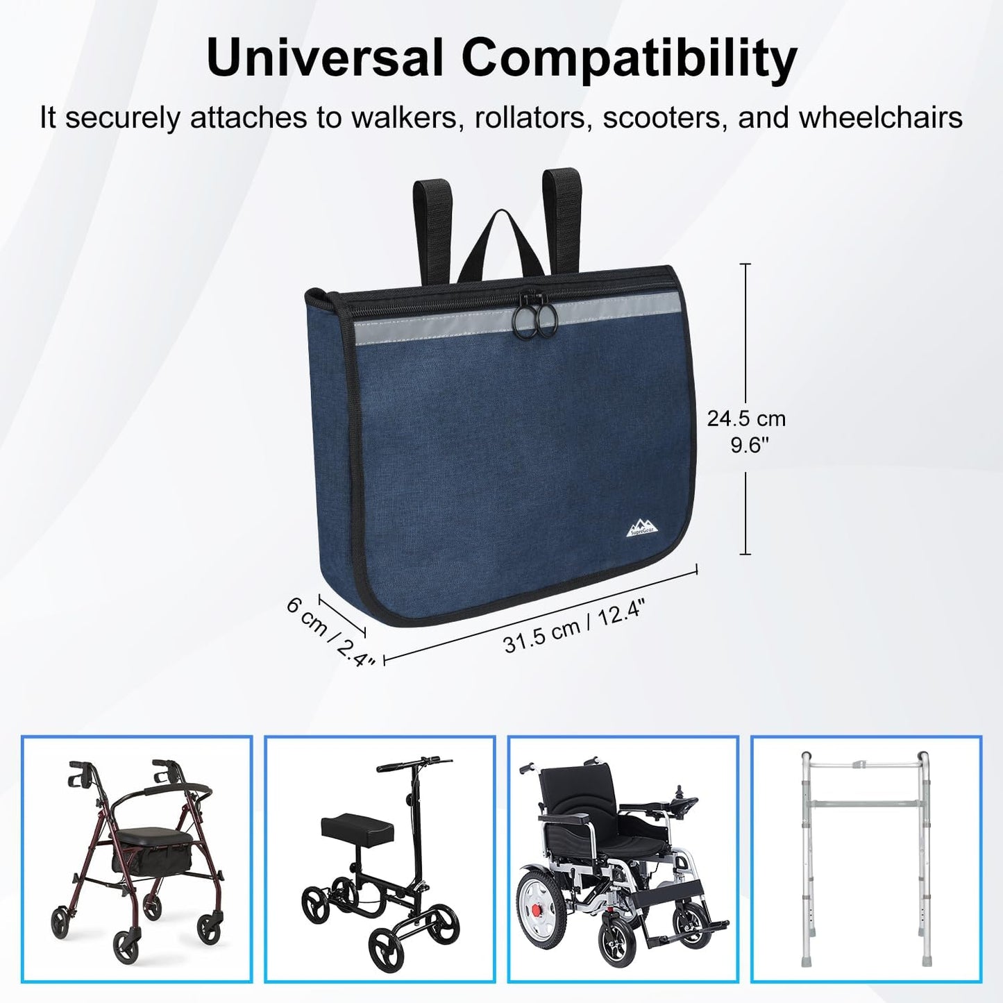 Wheelchair Side Bag for Rollator and Walkers