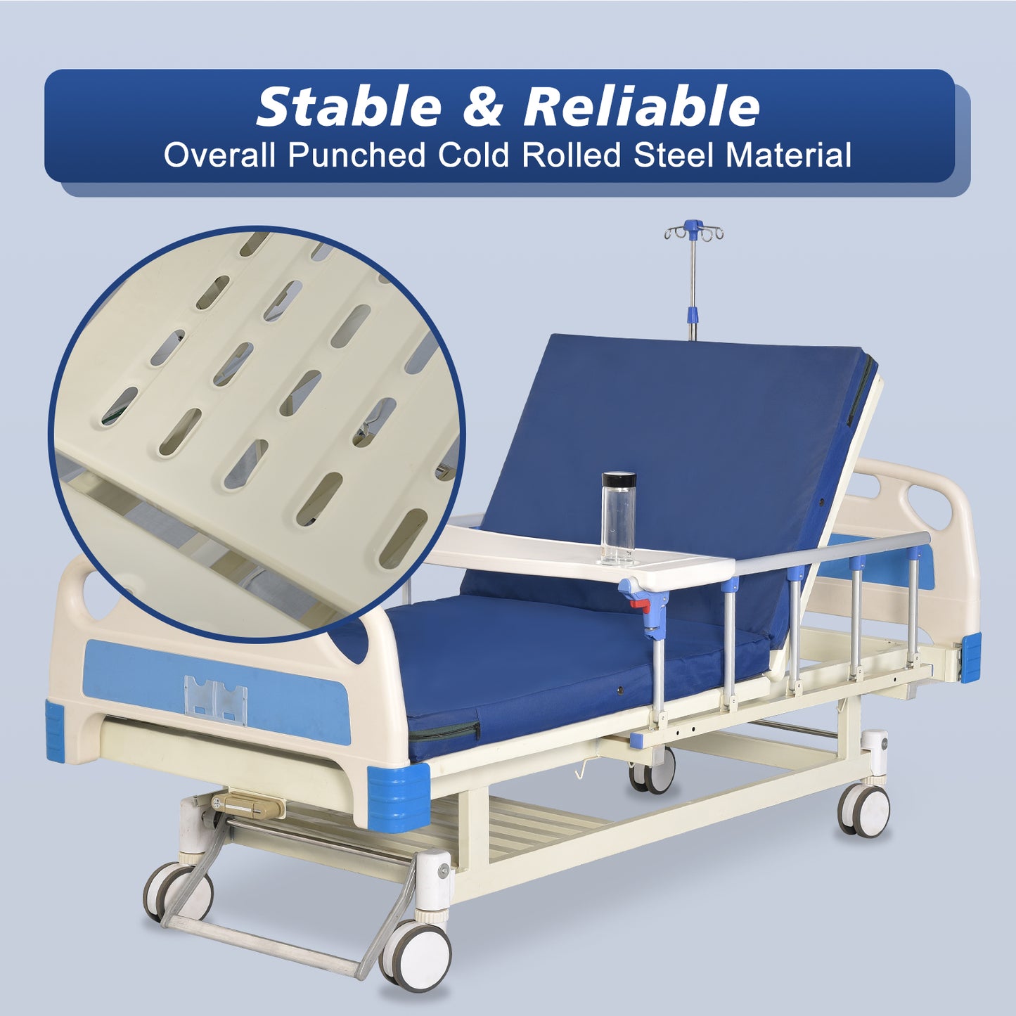 Hidden Adjustable Crank Hospital Bed(Mattress Included)