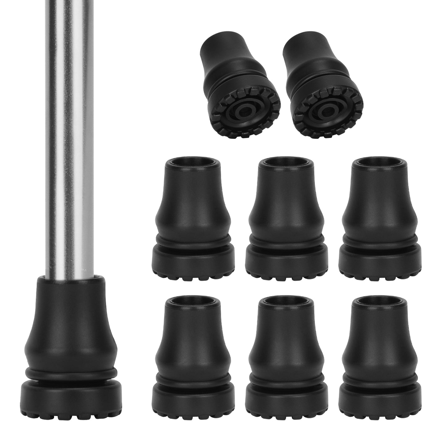 Non-Slip Cane Tip for Crutch, Black (8-Pack)