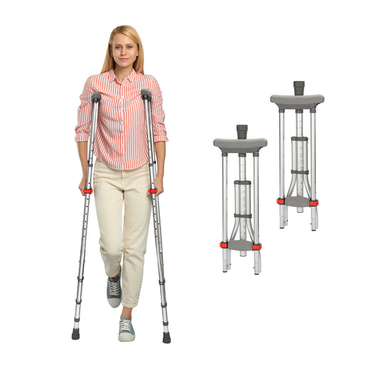 1 Pair Foldable Underarm Crutches Lightweight Cane