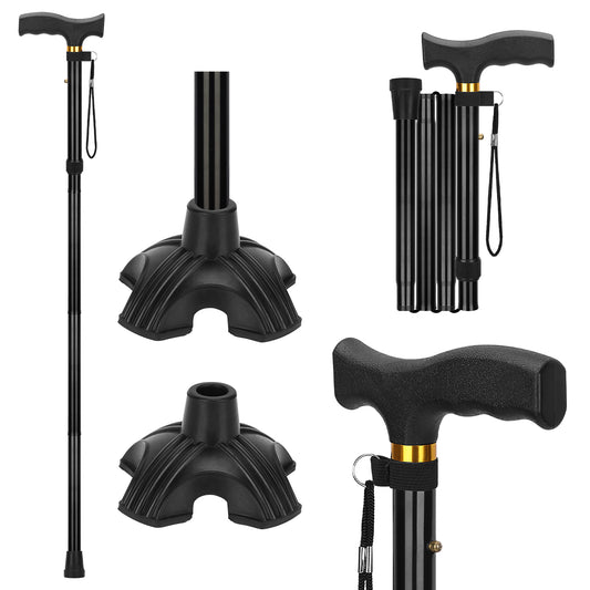 Foldable Walking Cane, Collapsible with Self-Standing Tip