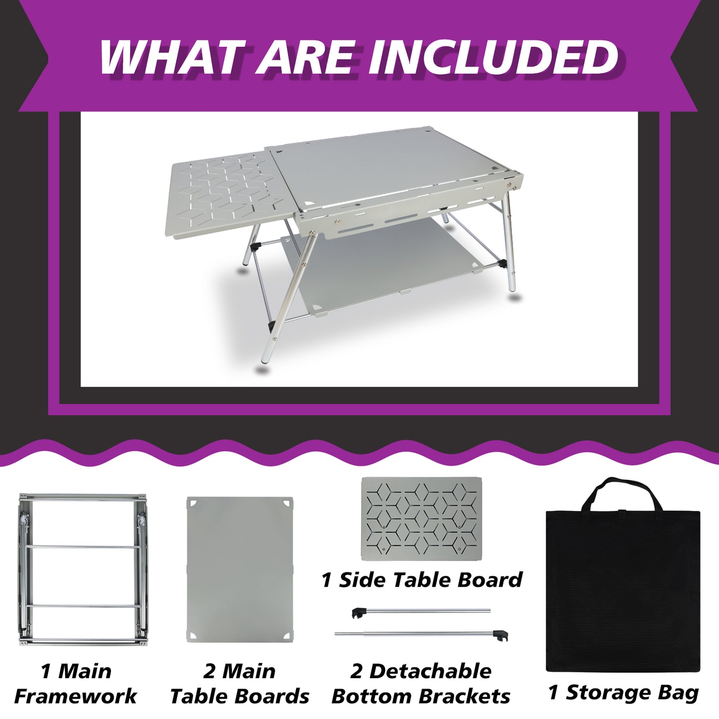 Foldable Camping Table w/ Lightweight Aluminum Frame