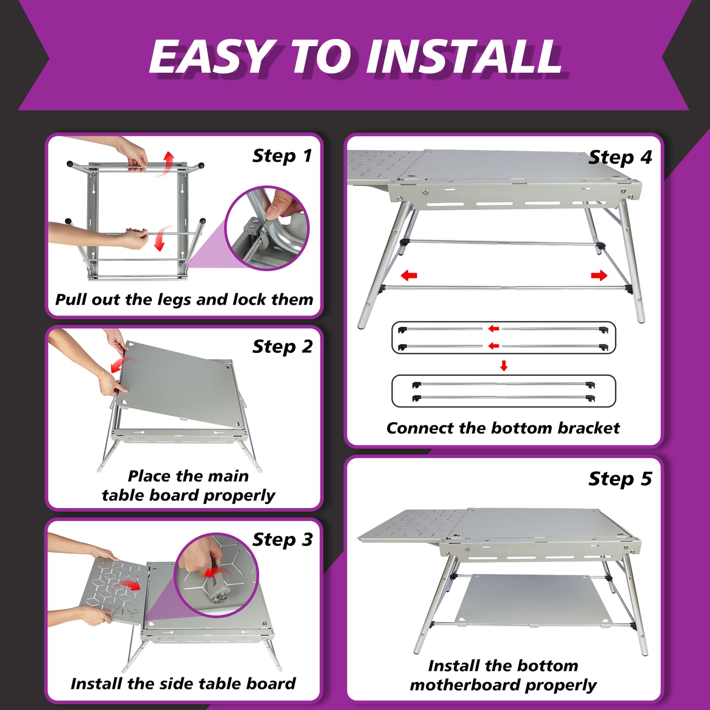 Foldable Camping Table w/ Lightweight Aluminum Frame