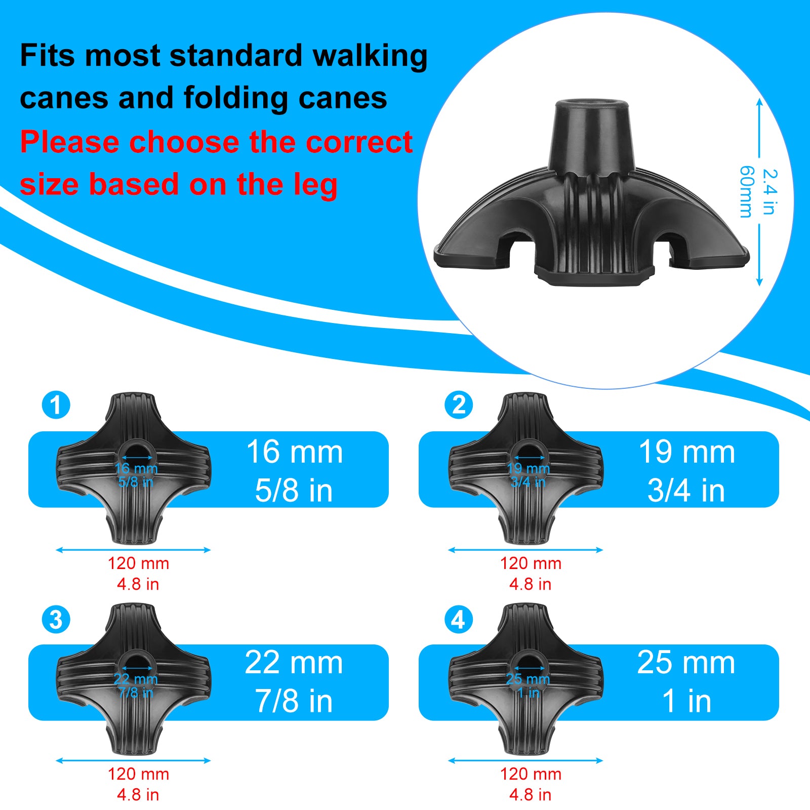 The Size Chart for the Cane Tip