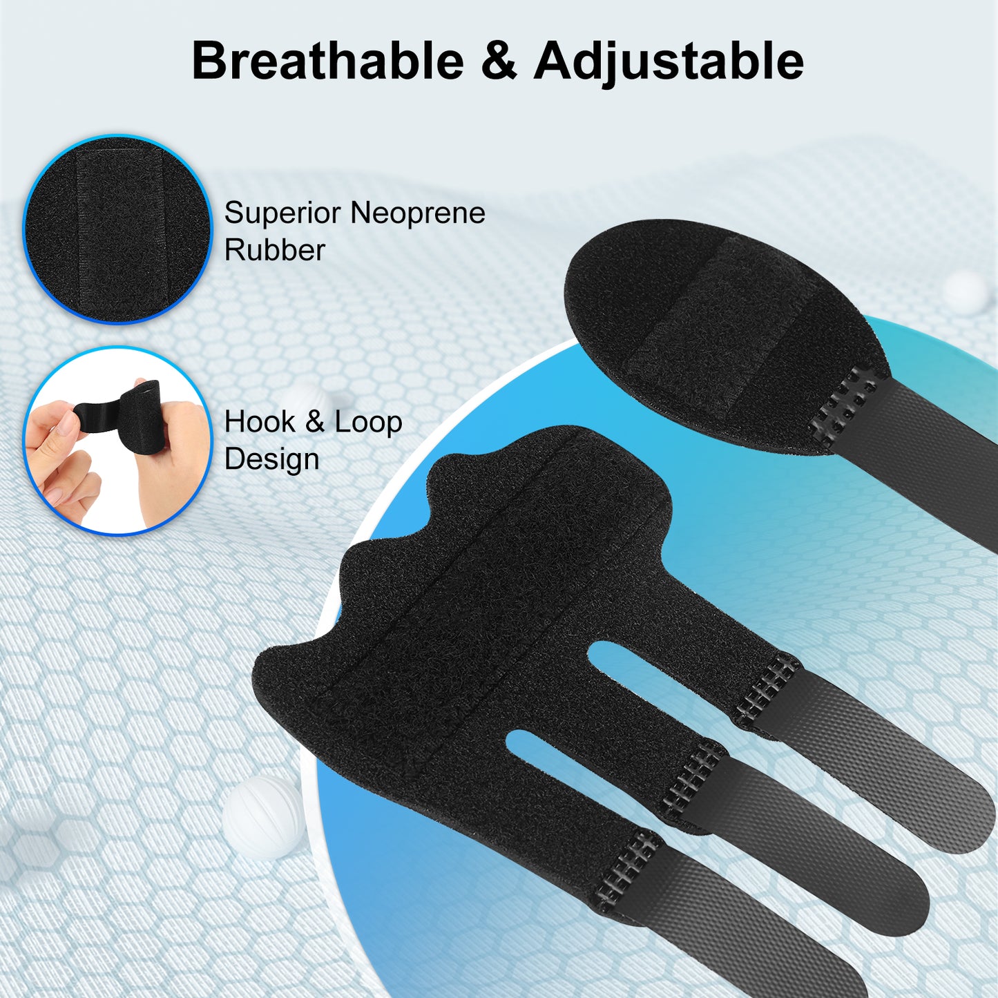 3-Pack Finger Splint Support, Black