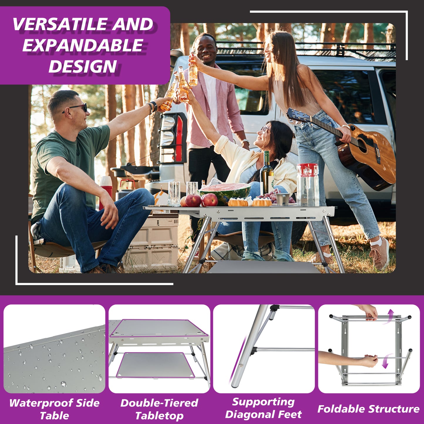 Foldable Camping Table w/ Lightweight Aluminum Frame