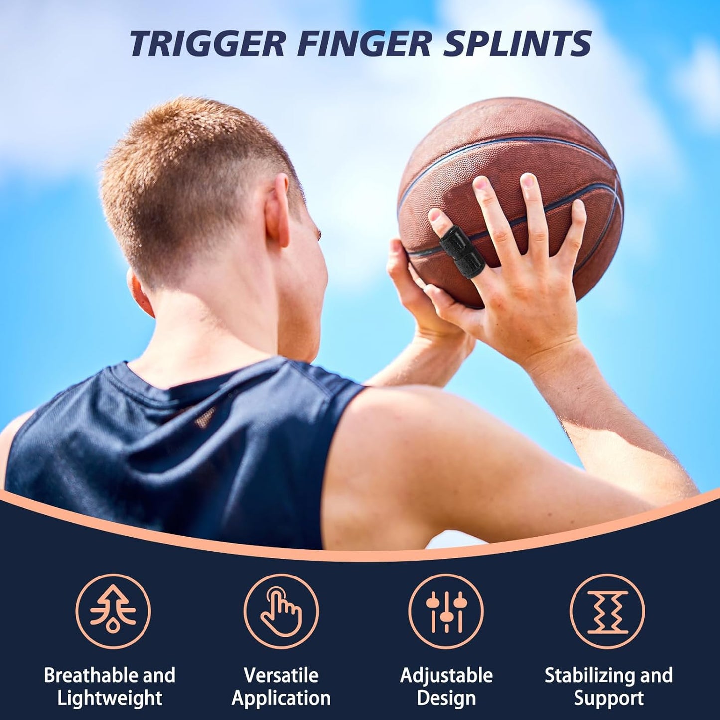 2-Pack Trigger Finger Splints, Adjustable Finger Brace