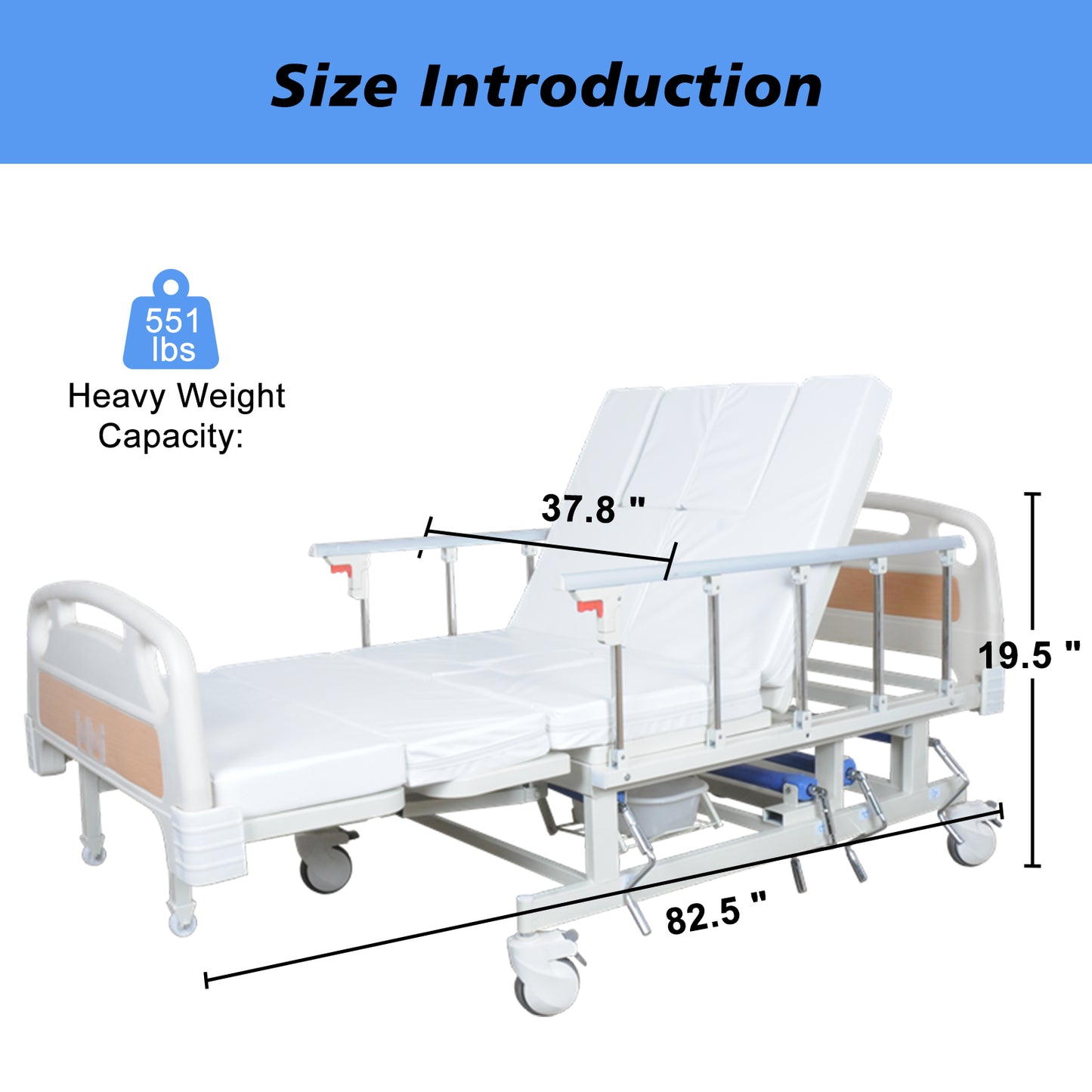 4-Function Remote Control Electric Hospital Bed (Mattress Included)